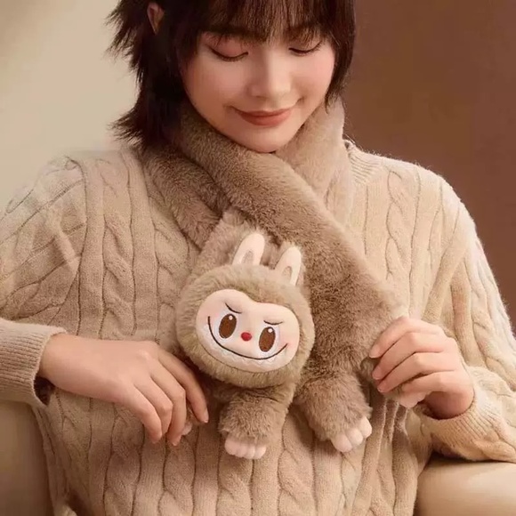 Pop Land Winter Fluffy Holiday Series -- Labubu Plush Scarf - Picture 4 of 6